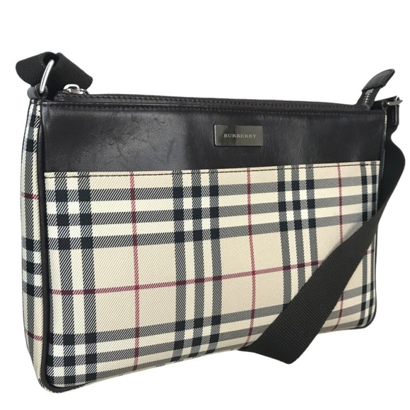 Burberry Nova Check Crossbody Shoulder Bag Canvas Beige Brown - Picture 1 of 16
